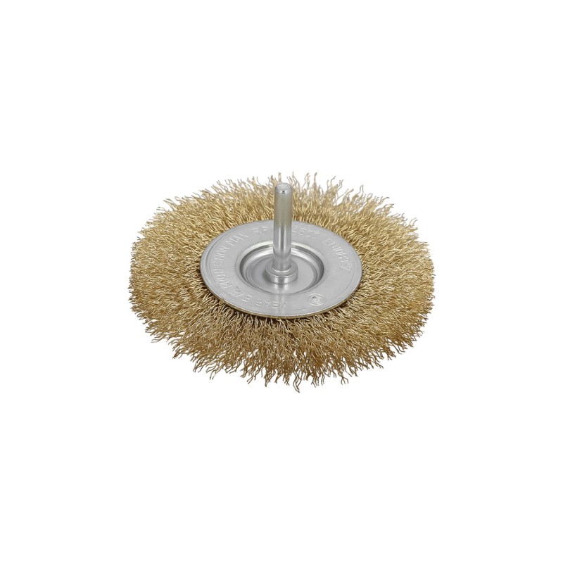 Cepillo Acero Latonado Para Taladro, Disco Ø 50 mm, Espiga 1/4" Cepillo Taladro Alambre Latón, Cepillo Limpieza, Cepillo Pulir,