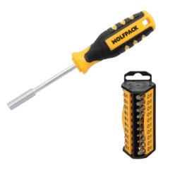 Juego De Puntas con Destornillador  1/4" 35 Piezas, Acero Cromo Vanadio, Kit Destorpuntas, Puntas Destornillador,