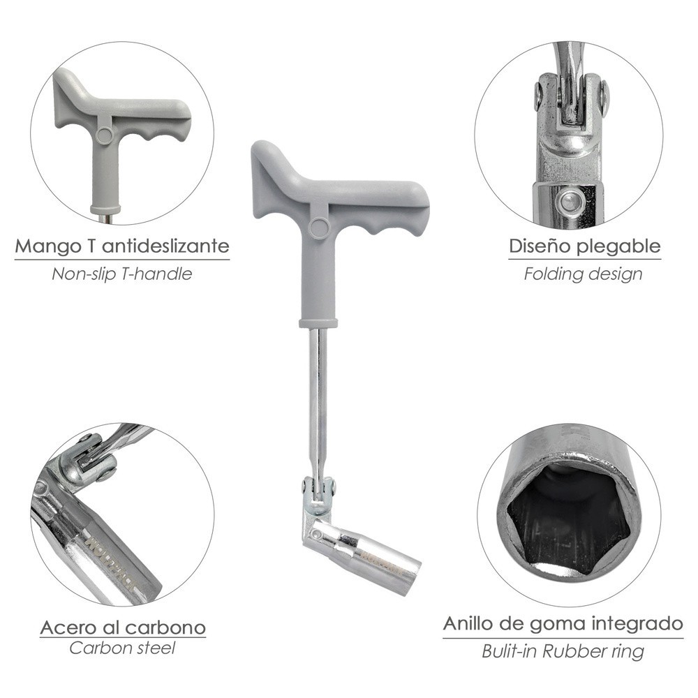 Llave Bujias Articulada 21 mm, Con Mango T al por Mayor | Almacén de Ferretería
