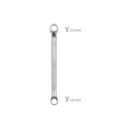 Llave Estrella Acodada Plus Acero Cromo Vanadio 14x15 DIN 838, Llave Doble Boca Acodada, Llave Fija Estrella Acodada