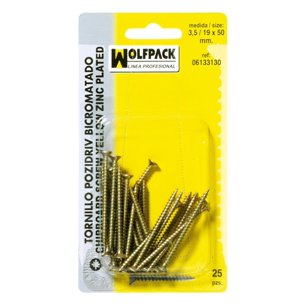 Tirafondo Pozidriv Bicromatado 4,0/20x 35 mm, (25 Piezas) al por Mayor | Almacén de Ferretería