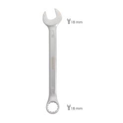 Llave Combinada Plus 18x18 Acero Cromo Vanadio DIN 3113, Llave Doble Boca, Llave Fija, Llave Estrella
