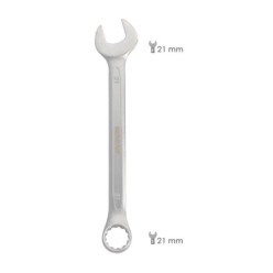 Llave Combinada Plus 21x21 Acero Cromo Vanadio DIN 3113, Llave Doble Boca, Llave Fija, Llave Estrella