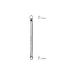 Llave Estrella Acodada Plus Acero Cromo Vanadio 8x9 DIN 838, Llave Doble Boca Acodada, Llave Fija Estrella Acodada