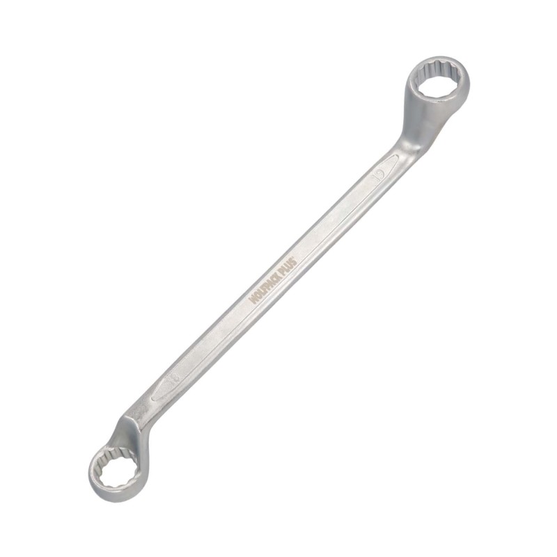 Llave Estrella Acodada Plus Acero Cromo Vanadio 18x19 DIN 838, Llave Doble Boca Acodada, Llave Fija Estrella Acodada