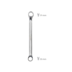 Llave Estrella Acodada Plus Acero Cromo Vanadio 18x19 DIN 838, Llave Doble Boca Acodada, Llave Fija Estrella Acodada