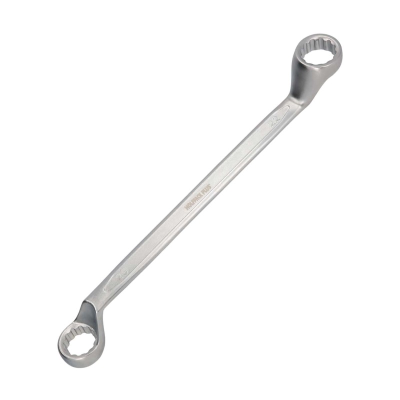 Llave Estrella Acodada Plus Acero Cromo Vanadio 20x22 DIN 838, Llave Doble Boca Acodada, Llave Fija Estrella Acodada
