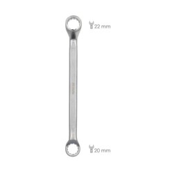 Llave Estrella Acodada Plus Acero Cromo Vanadio 20x22 DIN 838, Llave Doble Boca Acodada, Llave Fija Estrella Acodada