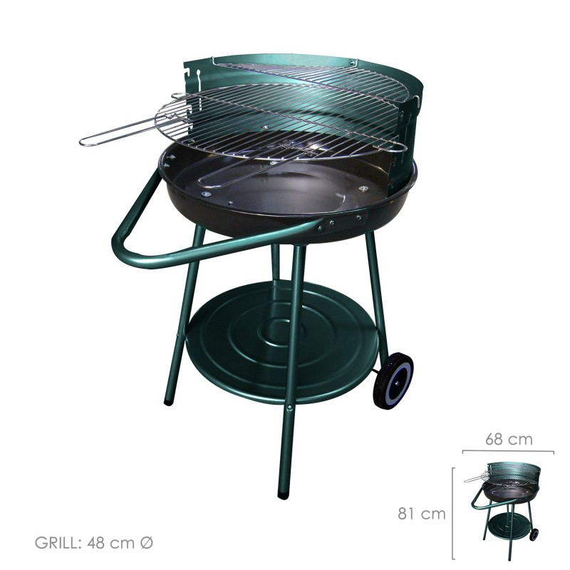 Barbacoa Carbon y Leña Apache, Redonda Con Batea, Barbacoa Jardin, Playa, Patio, 68x50,8x81 cm,