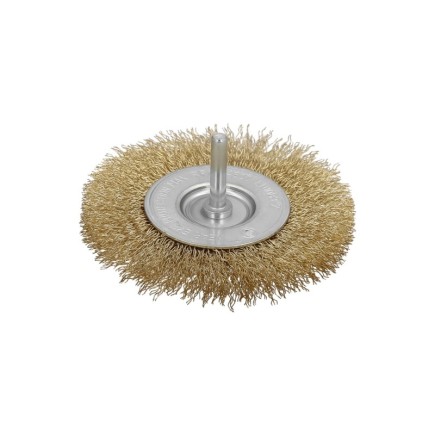Cepillo Acero Latonado Para Taladro, Disco Ø 75 mm, Espiga 1/4" Cepillo Taladro Alambre Latón, Cepillo Limpieza, Cepillo Pulir,