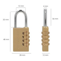 Candado Combinación Laton 28 mm, 4 dígitos