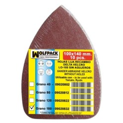 Lija recambio Delta  140x100 mm, sin agujeros grano 180 (10 Piezas)