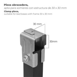 Juego Patas Somier Cuadradas (4 Unidades) Tubo 30x30 mm, Para Somier de 30x30 mm, Altura 25 cm,