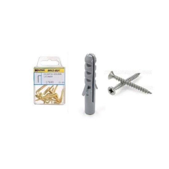 Taco Nº 5 Con Tornillos Cabeza Plana Zincada 3,5x30 mm,  12 unidades al por Mayor | Almacén de Ferretería