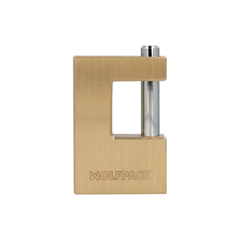 Candado Cuadrado Latón Persiana Ancho 70 mm, Alta Seguridad, Antirrobo Puertas, Contenedores, Trasteros, 2 Llaves