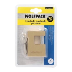 Candado Cuadrado Latón Persiana Ancho 70 mm, Alta Seguridad, Antirrobo Puertas, Contenedores, Trasteros, 2 Llaves