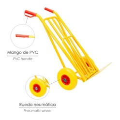 Carretilla Almacen / Sacos Con Pala Abatible Ruedas Macizas Llantas de plástico