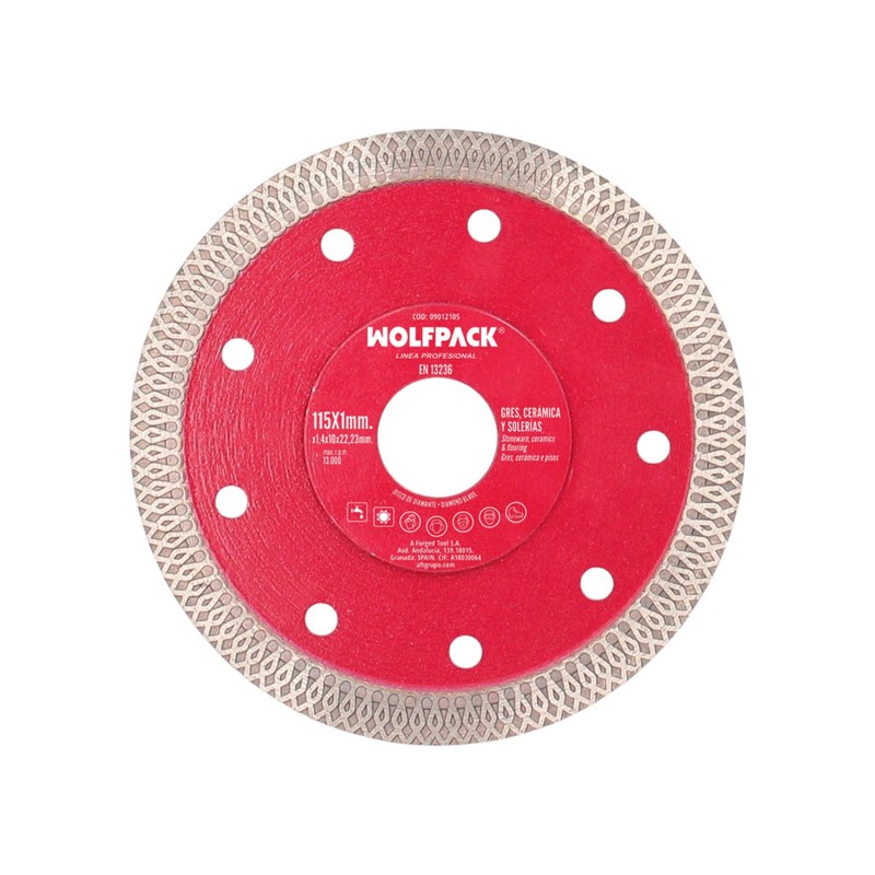 Disco Diamante Ø 115 mm, Porcelanicos, Gres, Ceramica, Solerias, Segmento Diamantado 10 mm,