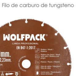 Disco Corte Madera / Plastico Ø 230 mm, Filo De Carburo De Tungsteno