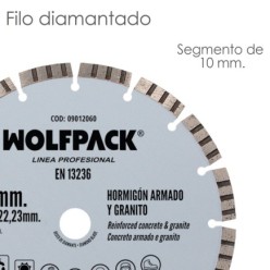 Disco Diamante Hormigon Armado / Granito Ø 230 mm, Segmento Diamantado 10 mm,