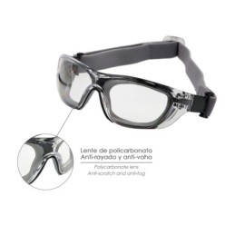 Gafas de Seguridad Acolchadas Cristales Transparentes Con Patillas o Goma Elastica,  Patillas Engomadas EN/166
