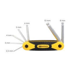 Juego 7 Llaves Allen Plegable Con Bola Acero Cromo Vanadio, Juego Llaves Hexagonales, Juego De Llaves Plegable Allen Con Bola