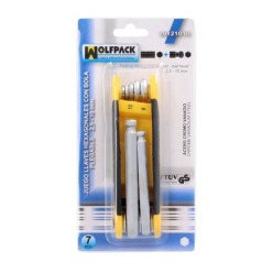 Juego 7 Llaves Allen Plegable Con Bola Acero Cromo Vanadio, Juego Llaves Hexagonales, Juego De Llaves Plegable Allen Con Bola