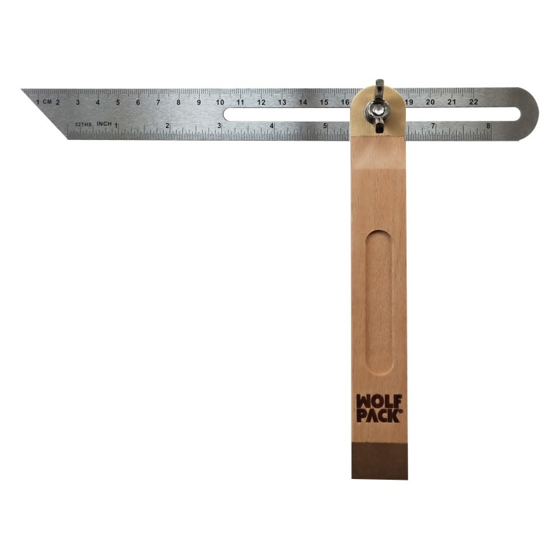 Escuadra Medidora Biselada Con Escala 22 cm, Falsa Escuadra, Escuadra Biselada, Escuadra de Carpintero, Escuadra Combinada