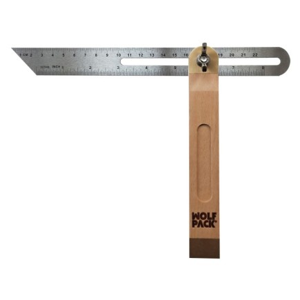 Escuadra Medidora Biselada Con Escala 22 cm, Falsa Escuadra, Escuadra Biselada, Escuadra de Carpintero, Escuadra Combinada