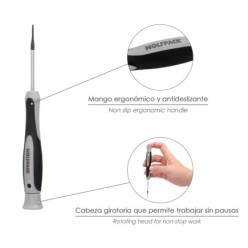 Juego Destornilladores de Precision Plus 6 Piezas, Puntas Imantadas, Acero al Cromo Vanadio, Cabezal Giratorio
