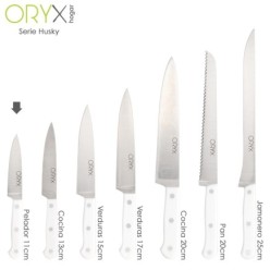 Cuchillo Husky Pelador 11 cm, Hoja Acero Inoxidable, Cuchillo Verduras, Cuchillo Cortar Verduras Mango Ergonomico Blanco