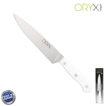 Cuchillo Husky Verduras 15 cm, Hoja Acero Inoxidable, Cuchillo Verduras, Cuchillo Cortar Verduras Mango Ergonomico Blanco