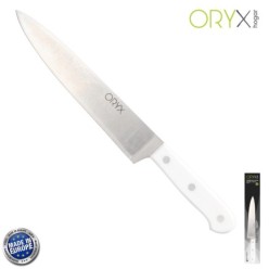Cuchillo Husky Cocina 20 cm, Hoja Acero Inoxidable, Cuchillo Carne, Cuchillo Pescado, Cuchillo Chef, Mango Ergonomico Blanco