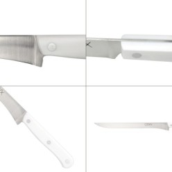 Cuchillo Husky Jamonero 25 cm, Hoja Acero Inoxidable, Cuchillo Jamon, Cuchillo Cortar Jamon Mango Ergonomico Blanco