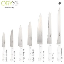 Cuchillo Husky Jamonero 25 cm, Hoja Acero Inoxidable, Cuchillo Jamon, Cuchillo Cortar Jamon Mango Ergonomico Blanco