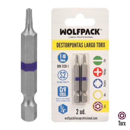 Puntas Largas Destornillador Torx T10 (2 Piezas), Acero S2 al Cromo Vanadio, Puntas Hexagonales, Destorpuntas,