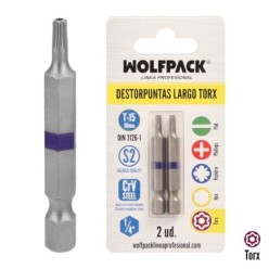 Puntas Largas Destornillador Torx T15 (2 Piezas), Acero S2 al Cromo Vanadio, Puntas Hexagonales, Destorpuntas,