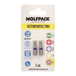 Puntas Destornillador Torx 30 Inviolable (2 Piezas), Acero S2 al Cromo Vanadio, Puntas Hexagonales, Destorpuntas,
