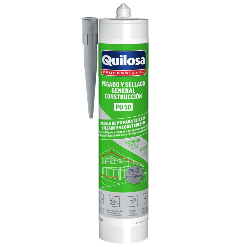 Masilla Poliuretano Gris Cartucho 300 ml,