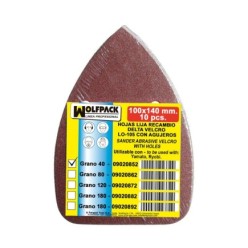 Lija Recambio Velcro Delta  140x100 mm, con Agujeros Grano 40 (10 Piezas)
