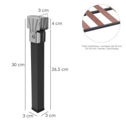 Juego Patas Somier Cuadradas (4 Unidades) Tubo 30x30 mm, Para Somier de 40x30 mm, Altura 25 cm,