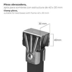 Juego Patas Somier Cuadradas (4 Unidades) Tubo 30x30 mm, Para Somier de 40x30 mm, Altura 25 cm,