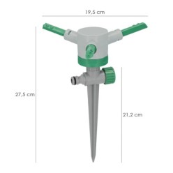 Aspersor Plástico 3 Brazos Con Pincho Con Regulador de Presión,