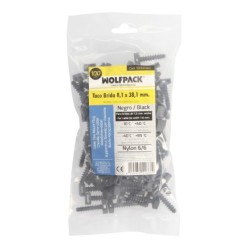 Taco Fijación Brida Nylon Negro 8 mm, (Bolsa 100 Unidades)