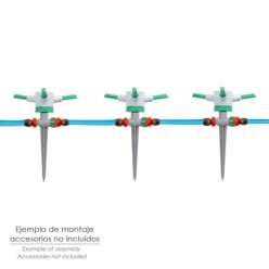 Aspersor Plástico 3 Brazos Con Pincho Con Regulador de Presión,