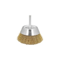 Cepillo Acero Latonado Para Taladro Taza Ø 50 mm, Espiga 1/4" Cepillo Taladro Alambre Latón, Cepillo Limpieza, Cepillo Pulir,