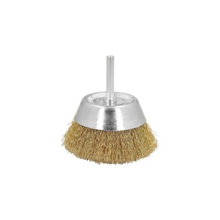 Cepillo Acero Latonado Para Taladro Taza Ø 50 mm, Espiga 1/4" Cepillo Taladro Alambre Latón, Cepillo Limpieza, Cepillo Pulir,