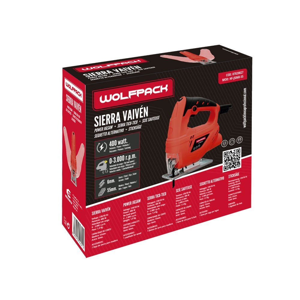 Sierra Vaiven 400 Watt, Sierra de Calar, Profundidad Corte 55 mm, Madera, Inclinable al por Mayor | Almacén de Ferretería