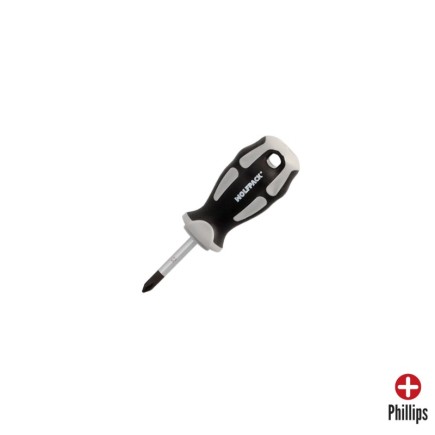 Destornillador Phillips Acero S2 Mango TPR Bimaterial, Medida PH 1 x Ø 5,0 x 38 mm, DIN5262,