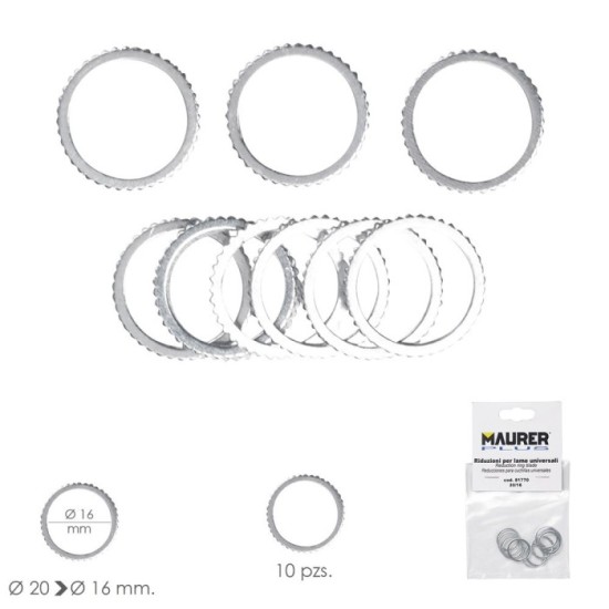 Adaptadores / Reductores Disco Corte Madera Ø 20 a Ø 16 mm, (Bolsa 10 piezas) al por Mayor | Almacén de Ferretería